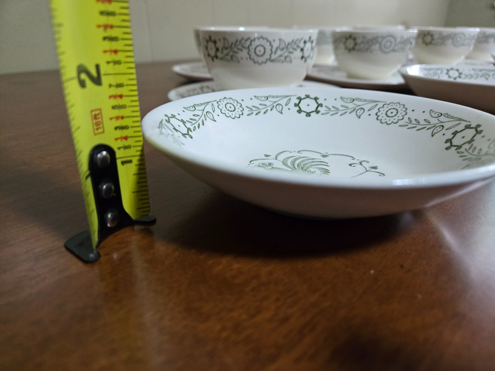 Scio Provincial Green Rooster Weathervane Plates, Bowls, Coffee Cups & Saucers