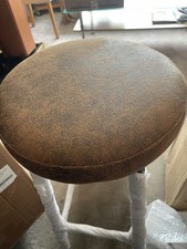 Image of DESIGNER ROCCO MICROFIBER SUEDE BROWN BAR STOOL BLACK METAL LEGS 