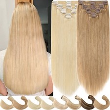 Thick Full Head Clip in Double Weft Real Remy Human Hair Extensions 24INCH 170G