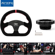 New For PXN V10 Steering Wheel Suede Leather Steering Wheel + Black Hub Adapter