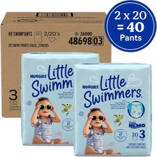 40 Ct Huggies Little Swimmers Baby Swim Disposable Diapers Size 3 Nemo