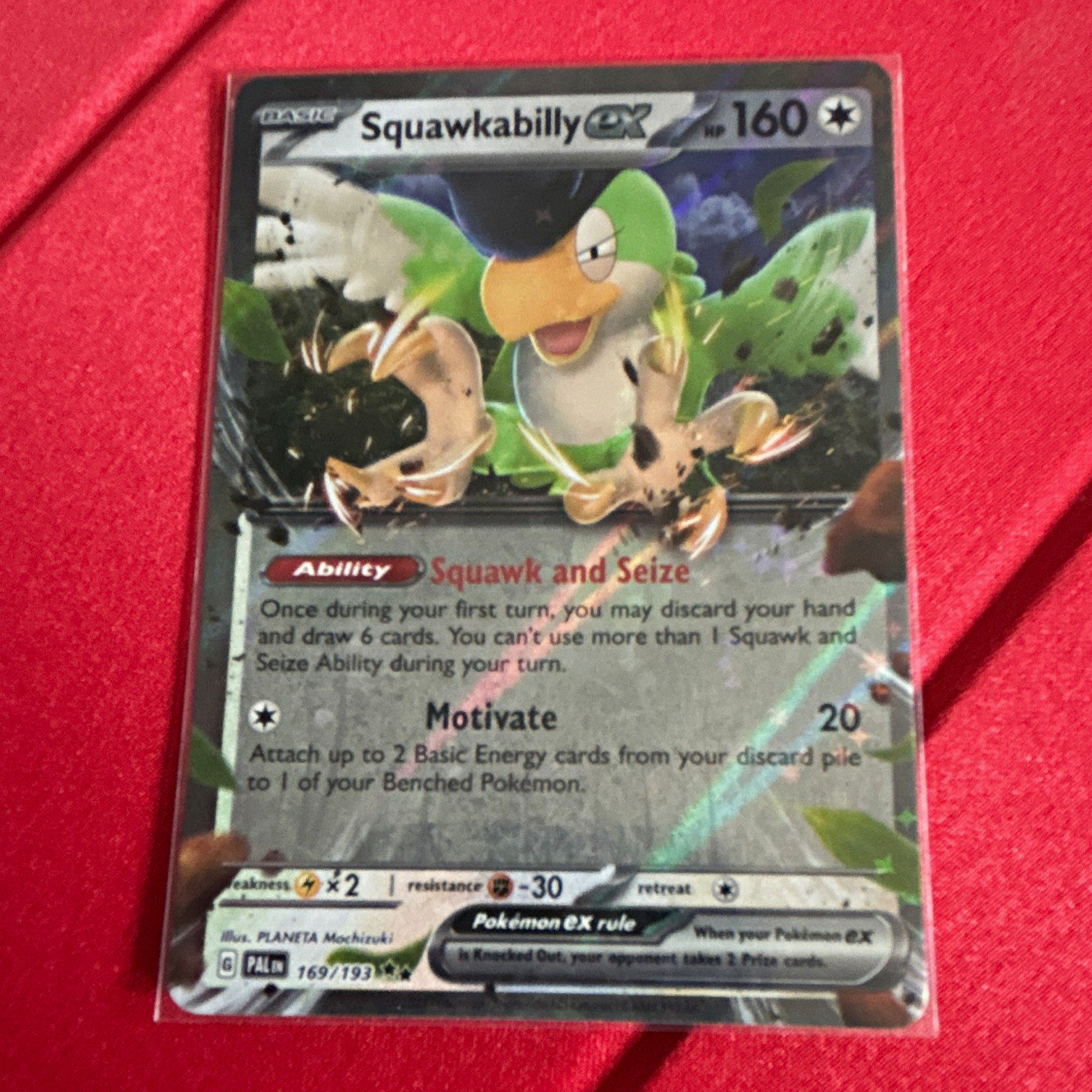 The Pokémon Company Squawkabilly ex 169/193 SV02 Paldea Evolved DR Holo English