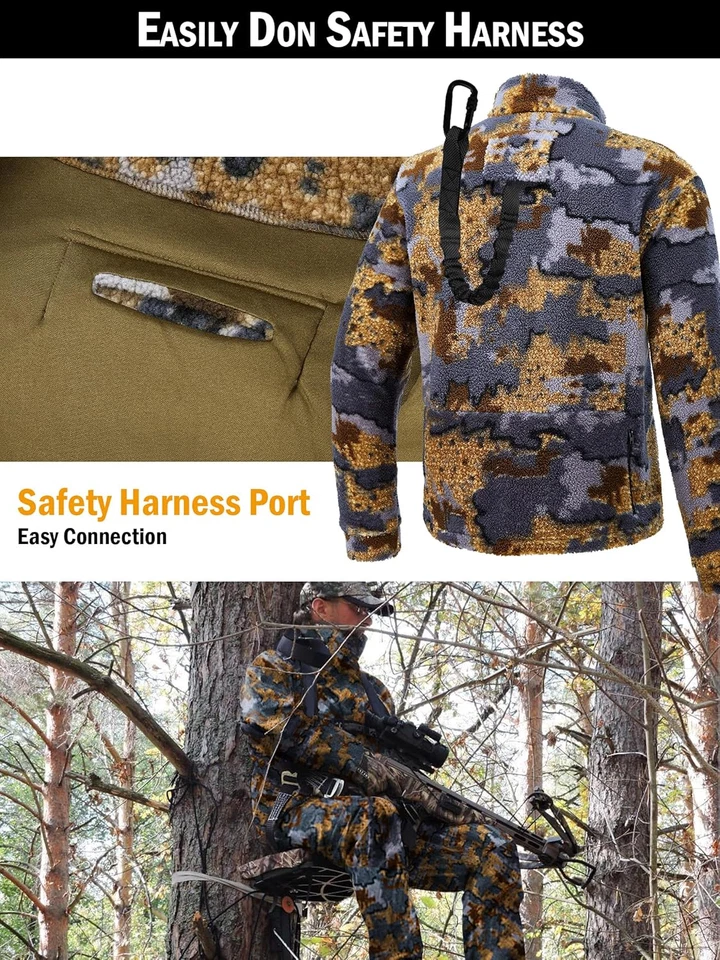 Quiet Whitetail Deer Bow Hunting Clothes for Men, Cold Weather Wind Proof Camo H - Image 4 of 4