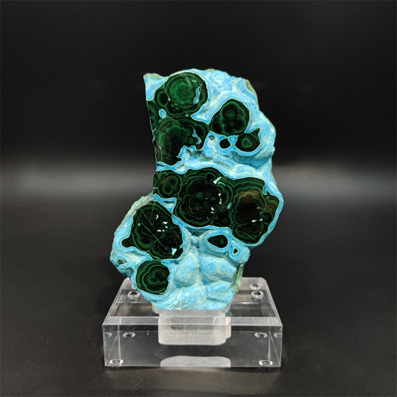 2.2LB Natural Malachite Quartz Mineral Specimen Crystal Reiki Home Decor +stand