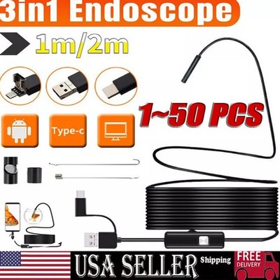 6LED USB Snake Endoscope Borescope HD Inspection Camera  For Android Type C Lot