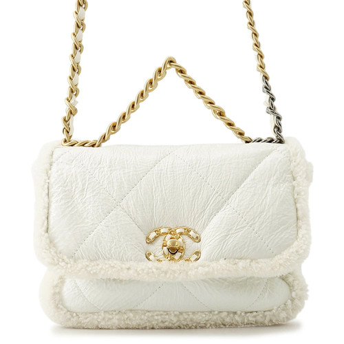 CHANEL Chain Shoulder Bag CHANEL19 Flap Bag Coco Mark Lambskin Shearling AS1160