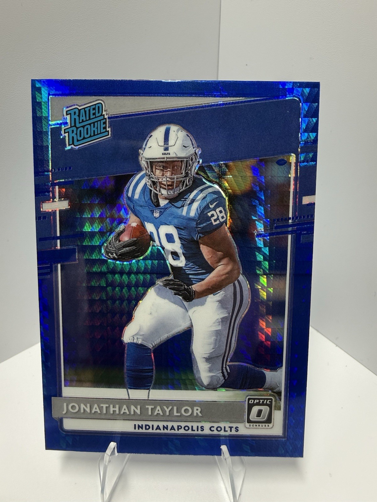 2020 Panini Donruss Optic Rated Rookies Jonathan Taylor #167 Blue Hyper Prizm RC