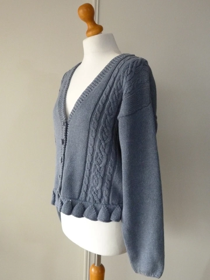 Vintage Dorothy Perkins Blue Cable Knit Cardigan Size 12 - Image 2 of 4