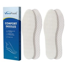 2 Pairs Kids Comfort Cotton Terry Insoles, Breathable Anti Odour Inserts, Cut...