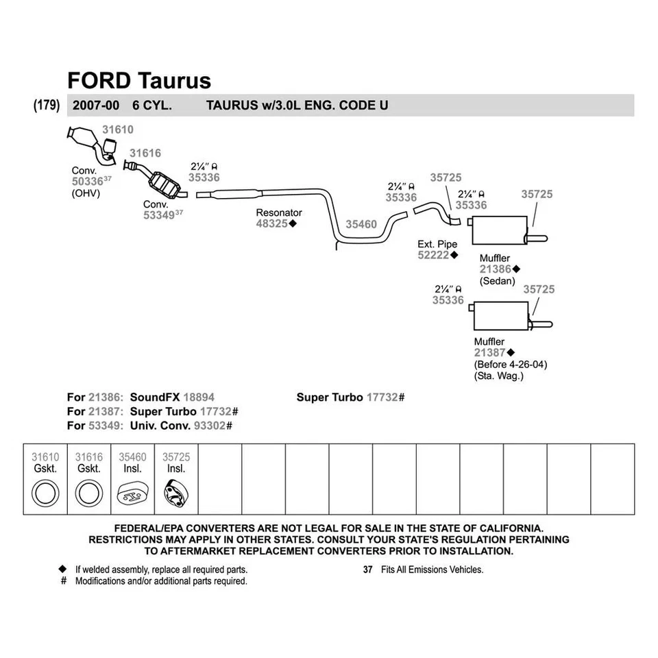 For Mercury Sable 00-05 Exhaust Muffler Quiet-Flow Stainless Steel Oval Foto 4 de 4