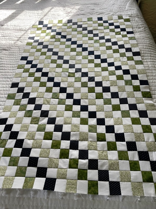 Blue & Green Crib Size Unfinished Quilt Top