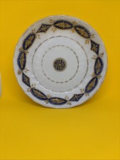 Antike New Hall Porzellan Untertasse Kobaltblau & Vergoldet um 1800 Georgisch