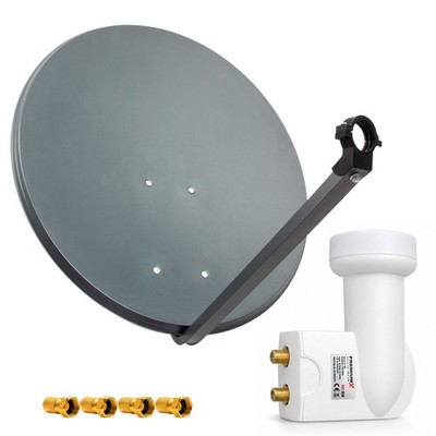 PremiumX SAT Anlage 60cm Satelliten Schüssel Antenne Spiegel Twin LNB F-Stecker 