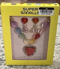 Super Smalls Heart Pendant Rainbow Necklace and Earrings Set for Girls age 3+