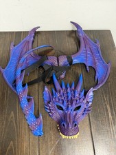 Purple Dragon Mask With Wings and Tail Costume - Excellent Condition
