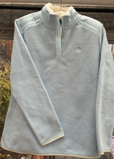 Womens Large Fleece Brooks Brothers NWT Quarter Zip Light Sky Baby Blue White