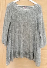 PHASE EIGHT ~ Beige & Cream Pleated Top Floaty Blouse Smock Lined UK 14