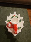 Vintage Single Lefton Holly Berry Candle Holders Christmas Orig Sticker  JAPAN  — photo 2