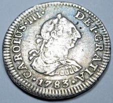 1783 VF-XF Mexico Silver 1/2 Reales Genuine 1700's Spanish Colonial Pirate Coin