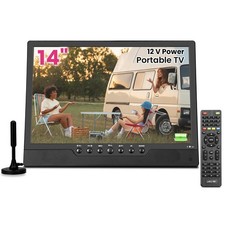 14 Inch Portable Rechargeable TV with Built-In Battery, Small HD TV, ATSC Digi..