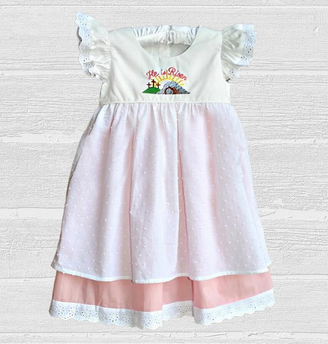 Smocked A Lot girls Easter dress He is 