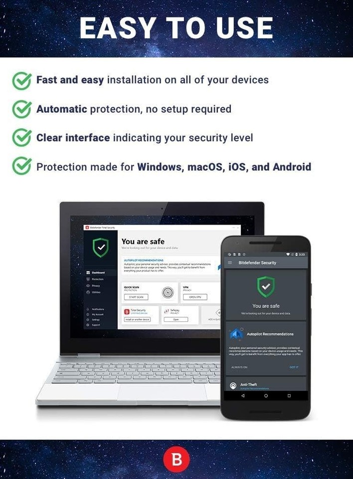BITDEFENDER TOTAL SECURITY 2026 5 DEVICES 1 YEAR - 200mb VPN - SAME DAY ...
