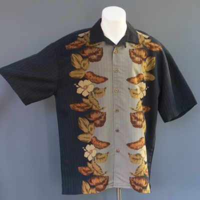 Joe Marlin Retro Vintage Hawaiian Design Aloha Shirt Rayon Blend Blue Gray L
