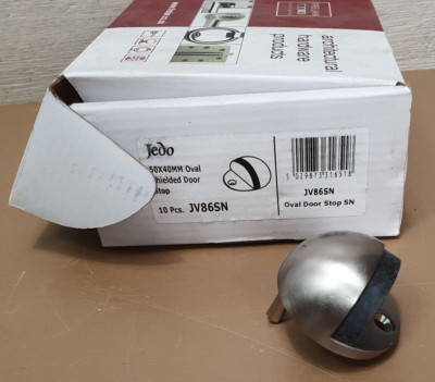 Türstopper - Bodenmontage - ovale Form geschirmt - Satin Nickel - 50 x 40 mm - S42