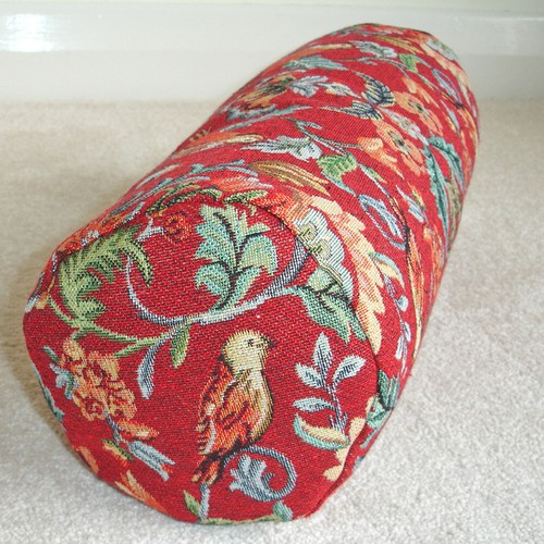 Bolster Cover Only 16"x6" Red Birds Cylinder Tapestry Flowers Round Cushion 6x16 - Picture 3 of 8