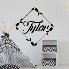 Custom Name Wall Decal Boho Arrow Decal Rustic Nursery Decor Boys Name MA32