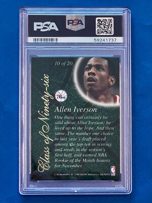 1996 Flair Showcase Allen Iverson Class Of Ninety-Six 96 RC Card
