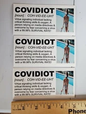  COVIDIOT 🤣 STICKERS 3 PACK LOT MASK 😷 PEOPLE ARE SHEEPLE 🐑 
