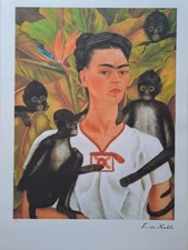 Frida Kahlo Signed - Self-Portrait with Monkeys - Certificate