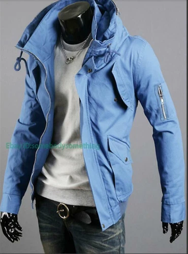 Men's Spring Military Cargo Hooded Jacket Korean Style Slim Fit Jacket Overcoat