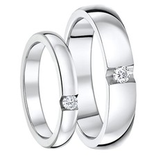 His & Hers 3&5mm Titanium Rings CZ Stone Engagement Wedding Bands