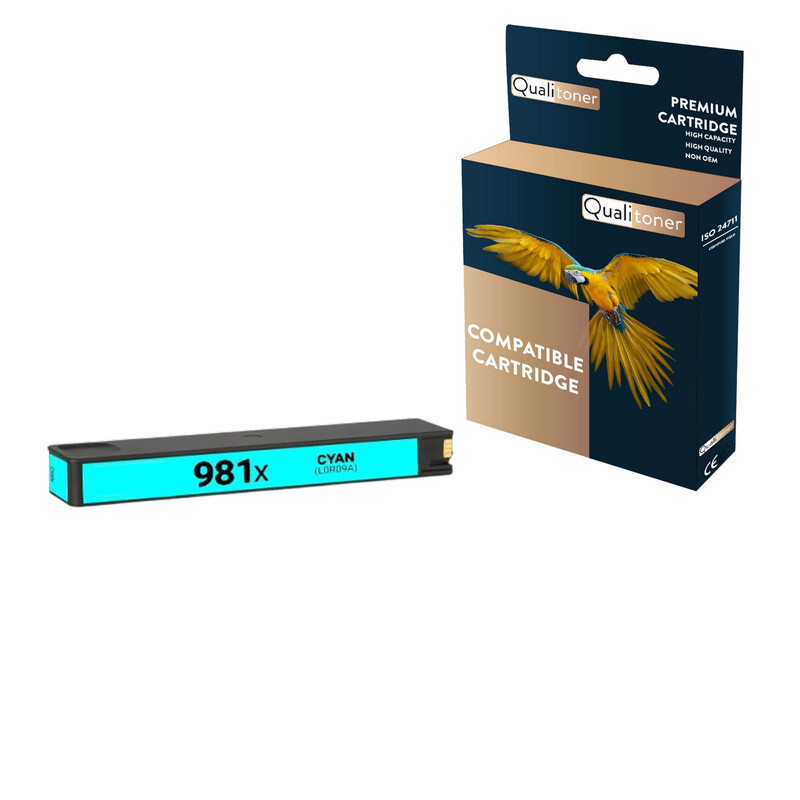 Cartouche compatible HP 981X Cyan L0R09A Qualitoner pour imprimante jet d'encre