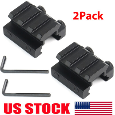 2x Flat TOP Half 1/2 INCH Mini Riser Block Mount 3 Slot Low Riser Picatinny Rail