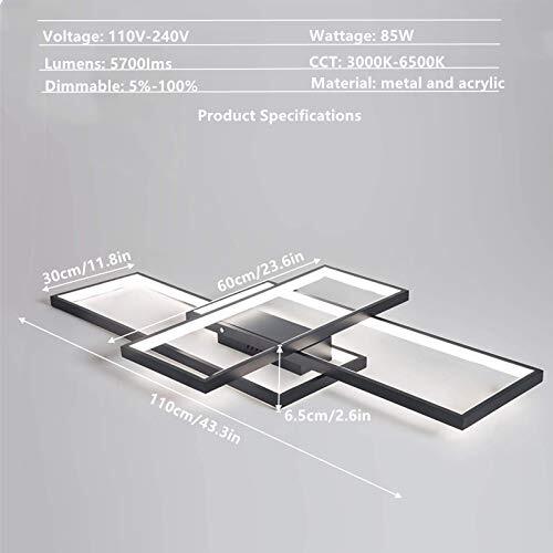 Plafonnier LED moderne salon design géométrique intensité variable et télécommande