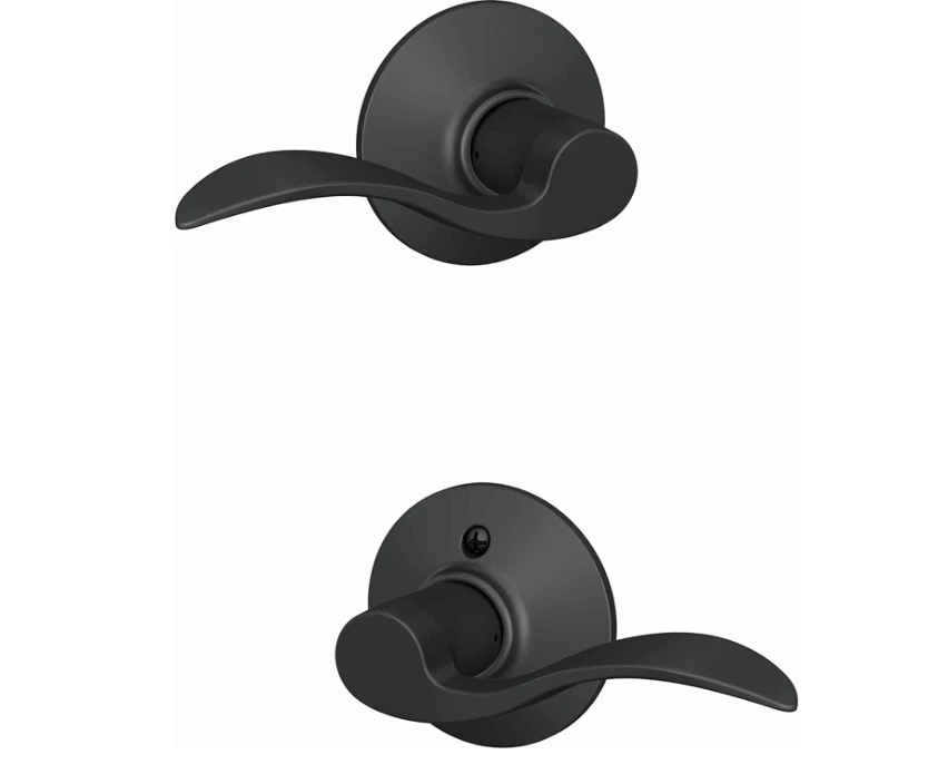 6 SETS Schlage F10 ACC 622 Matte Black Accent Hall & Closet Passage Door Lever