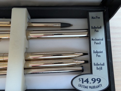 Vintage Pierre Cardin Rollerball, Ballpoint Pen, Mechanical Pencil Gold Set NIB - Picture 3 of 4