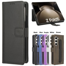 For Samsung Galaxy Z Fold 7 6 5 4 3 Magnetic Flip Card Wallet Case W/ Pen Slot