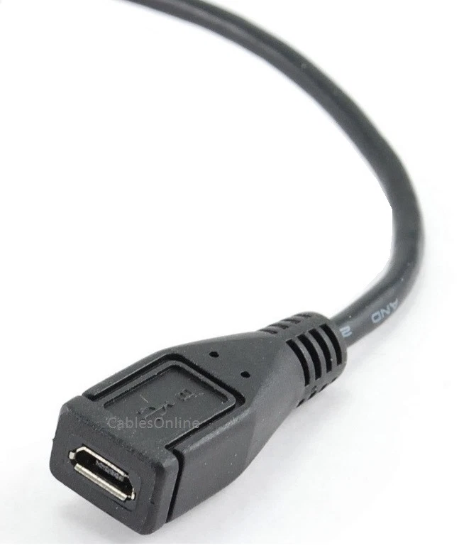 9" USB Micro-B Male Right Angle (Up Position) to Female Extension Cable, AD-U44 - Image 3 of 4
