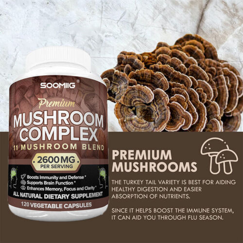 Mushroom Complex Supplement - Boosts Immunity and Defense 2BOTTLES 120 CAPSULES - Picture 7 of 8