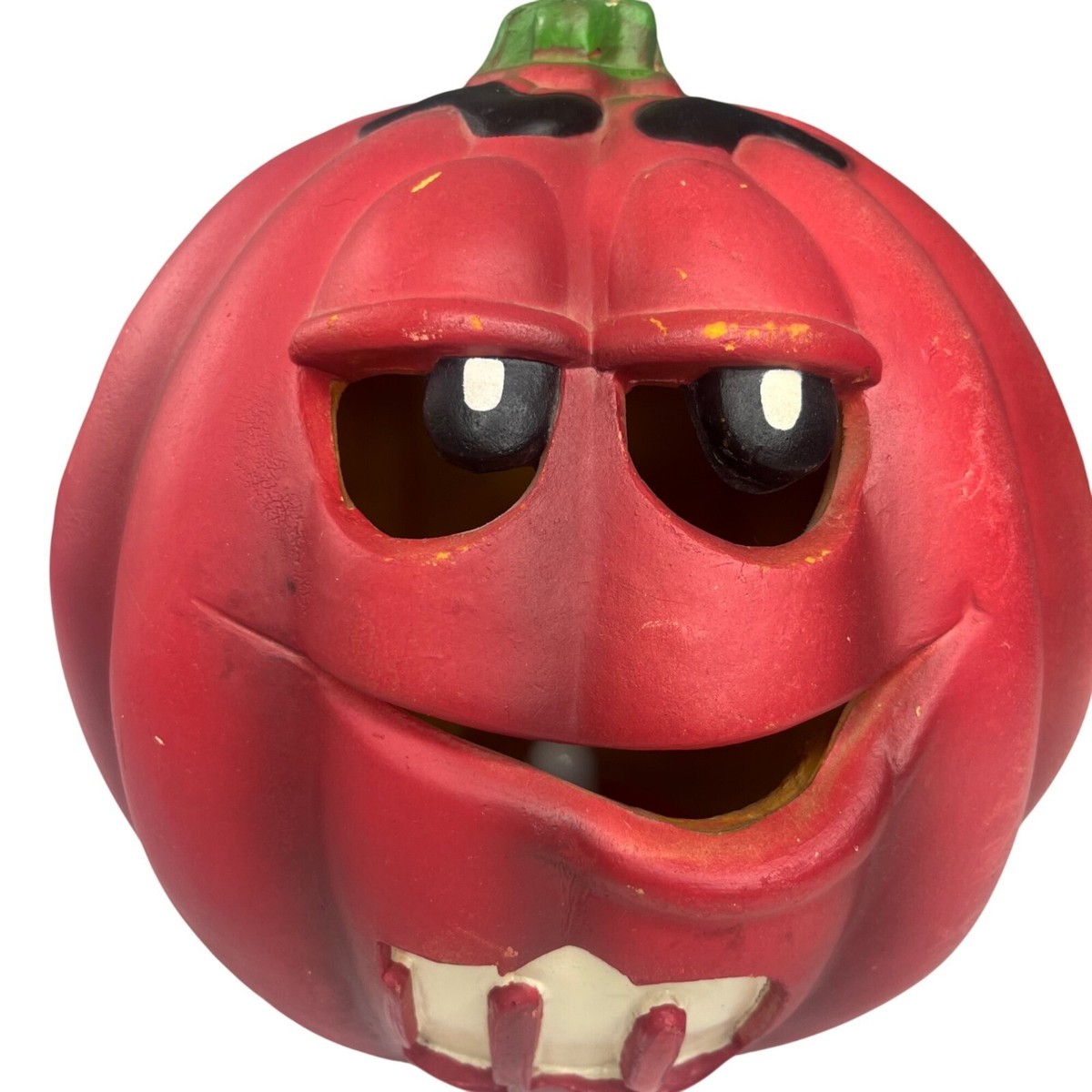 M&M Red Light-up Blow Mold Pumpkin Jack O Lantern Halloween