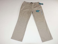 Lee Women's Relaxed Straight Leg Pants Size 16 Short NWT Beige Flat Front 16S