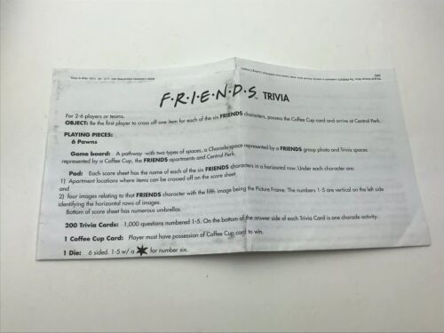 Friends Trivia Card Game Cardinal Ready to Roll Aac92 for sale online 
