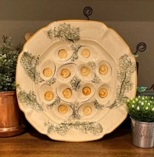Vintage Designcraft Ceramic Deviled Egg Plate Platter USA 11.5"