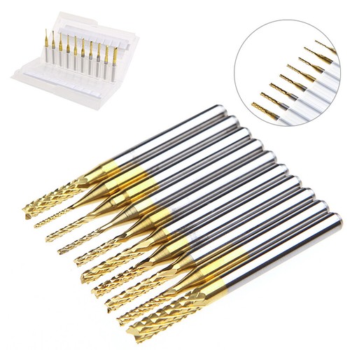 10Pcs 1/8 0.8-3.175mm PCB Drill Bit Engraving Cutter Rotary End Mill Set - Picture 3 of 8