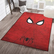 Spider Area Rug 3D Digital Print Carpet White Eyes Red Spider Web Rug Perfect fo