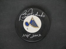 BERNIE FEDERKO SIGNED ST LOUIS BLUES TEAM HOCKEY PUCK INSCRIBED WITH 